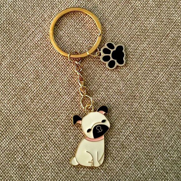 Cartoon Pug Charm Dog Keychain - Picture 1 of 4